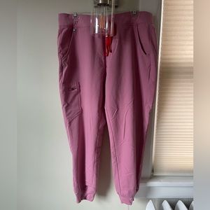 Large pink figs jogger scrub pants